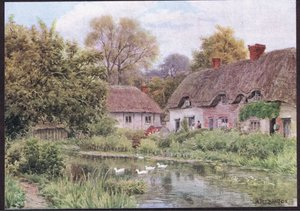 Cottages at Lake, Nr Salisbury, Wiltshire, from The Cottages and the Village Life of Rural England published by Dent & Sons Limited, 1912